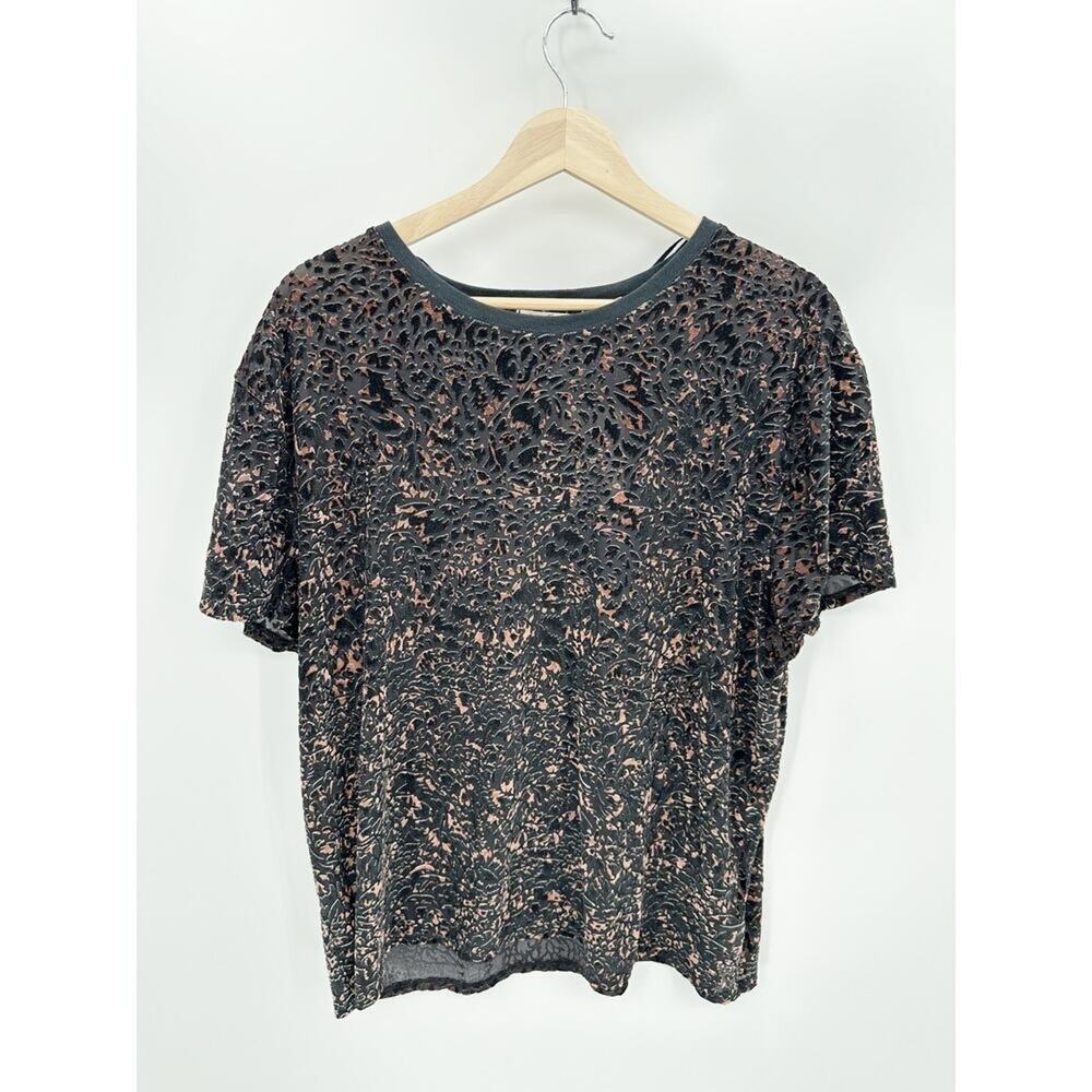 Free People Women Crushed Velvet Tee Size XS NWT Dark Fairy Witchy Boxy Oversize